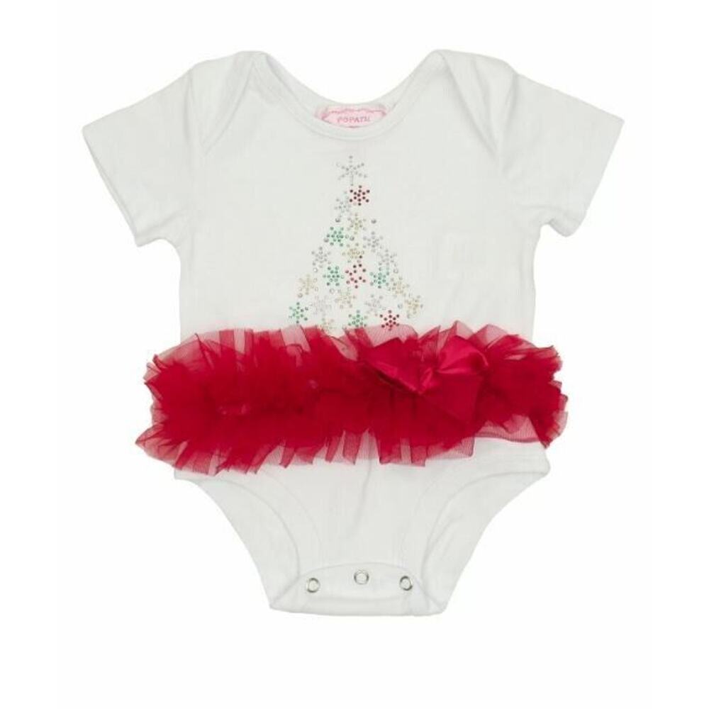 Popatu Baby Girl Snowflake Christmas Tree Skirted Tutu Bodysuit White 0-3mth $28